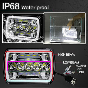 Phares de voiture 7x6/5x7 pouces LED, faisceau Hi/Lo, phares rectangulaires, halo blanc, DRL, clignotant ambre, H4 12V 120W 6000 lumens - Product Image 5