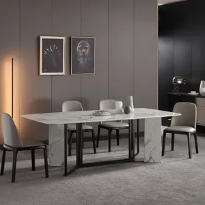 Lüks İtalyan yemeği yemek masası ve sandalyeler 6 lüks yemek sandalyeler Modern mermer yemek odası mobilyası masa seti