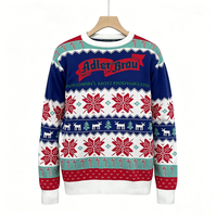 Sweater Rajut Natal Motif Jacquard Huruf Candy Cane Warna-Warni Kerah Bulat Lengan Panjang Kasual Terlaris