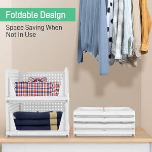 Venta caliente de plástico apilable plegable Multi armario cesta de almacenamiento contenedores organizadores para el hogar cajón caja contenedora de almacenamiento - Product Image 3