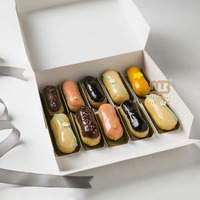 Boîte à dessert pliable de luxe blanche personnalisée Boîte d'emballage pour pâtisserie Mochi Donut Cookie Boîtes à emporter écologiques de qualité alimentaire