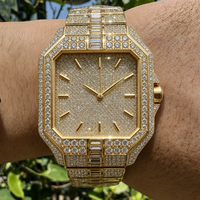 Montres mécaniques entièrement serties de diamants, cadran en cristal saphir, montres automatiques de luxe en moissanite pour hommes