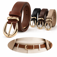 Ceinture décontractée en cuir PU style vintage Yogoo avec boucle ardillon en alliage de zinc poli doré de qualité supérieure, service sur mesure