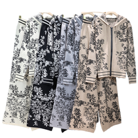 Ensemble de sport décontracté printemps-automne pour femme, tricot imprimé, sweat à capuche, pantalon large, deux pièces élégantes, costume pantalon pour femme