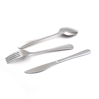 Ensemble de couverts pas cher (cuillère, fourchette, couteau) en acier inoxydable, style classique, populaire pour les restaurants, style sud-américain