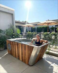 लक्जरी लाल देवदार और स्टेनलेस स्टील ऑल-इन-वन कोल्ड डुबकी टब के साथ एथलीट रिकवरी के लिए एकीकृत 1,5hp/2hp चिलर - Product Image 1