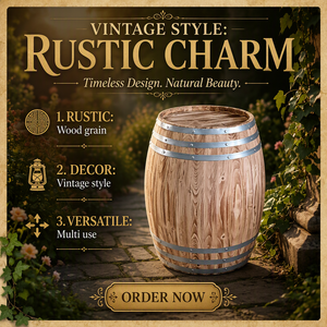 Barril <span class=keywords><strong>de</strong></span> Roble Decorativo y Versátil para Promoción <span class=keywords><strong>de</strong></span> Bodegas, Uso en Restaurantes, Hoteles, Bares y Jardines - Product Image 1
