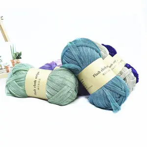 हाथ से बुने हुए Crochet यार्न 100 g रंगीन कपड़ा पट्टी धागा कपास ऊन यार्न बुनाई यार्न DIY बुना फैंसी झोला खोखले धागा