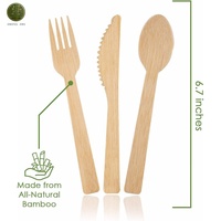 Ensemble de couverts en bambou emballés individuellement, cuillère, fourchette, couteau pré-roulés, serviette, manchon en papier kraft, compostable, biodégradable, en vrac