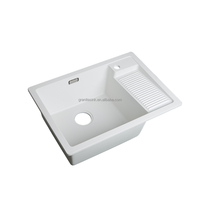 Caojin Lavabo rectangulaire en pierre moderne à un trou pour salle de bain ou hôtel Installation facile Conception d'utilisation du comptoir