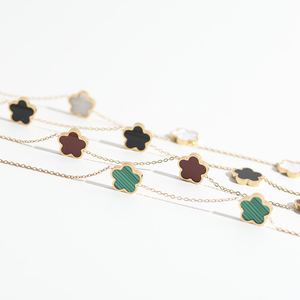 Mode baja tahan karat gelang semanggi lima-daun 13MM bersisi ganda gelang berlapis emas 18K tidak pudar berlapis emas - Product Image 5