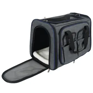 Airline Approved Portable Foldable Soft Sided Pet Transport Cat Carrier Bag Pet Travel Carrier for Cats and Small Dogs