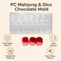 Moule en polycarbonate personnalisé pour chocolat, tuiles de mahjong chinoises et dés, moule en PC rigide pour bonbons, finition miroir, outil de démoulage facile, OEM