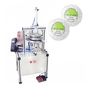 Portable Semi Automatic Shrink Wrap Machine Round Hotel Round Toilet Bar Soap Pleat Wrapping Packing Machine