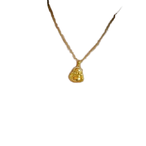 Liontin kalung Buddha Maitreya Retro mewah baru gaya Tiongkok cahaya pasir emas menyelesaikan perhiasan baja tahan karat jimat emas - Product Image 5