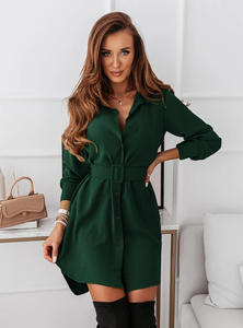 Autunno inverno <span class=keywords><strong>abito</strong></span> <span class=keywords><strong>verde</strong></span> Slim donna Casual collo abbonato <span class=keywords><strong>Mini</strong></span> abiti monopetto con cintura da donna Vestidos - Product Image 6