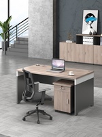 Bureau de travail commercial pour deux personnes avec fente pour carte d'employé, ensemble chaise et bureau d'ordinateur en PVC, design moderne