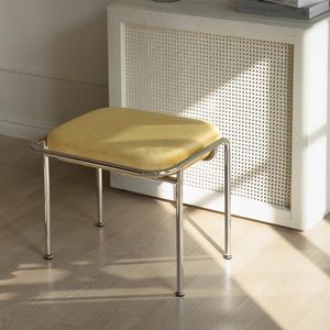 Taburete Tapizado de Estilo Nórdico Bauhaus, Cuadrado, con Patrón Geométrico Abstracto, Asiento para Dormitorio o Vestidor - Product Image 3