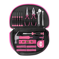 Juego de Herramientas Combinadas de Acero al Carbono Rosa para Mujer, 63 Piezas, Marca Xi Meng, Llaves, Destornilladores, Herramientas de Reparación para el Hogar