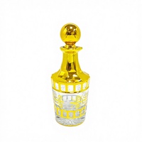 Flacon plat pour emballage de parfum 250ML en verre bronzé avec impression dorée, plusieurs motifs disponibles