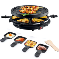 1500W Indoor Raclette Tisch grill Antihaft-Grill für bis zu 8 Personen für Partys und Familien spaß, inklusive 8 Wärme schalen