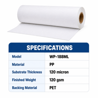 Papier autocollant synthétique PP mat, imperméable, matériau pour affiches 120-160 g/m², résistant aux UV, vente en gros pour la publicité extérieure