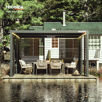Hooeasy Jardin Manuel Réglable Volets Latéraux Clôture Persienne Toit Bioclimatique Pavillon Gazebo Extérieur Pergola Aluminium