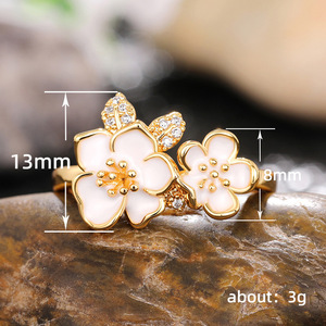 Anillo de flor de camelia para mujer, joyería de dedo elegante y dulce a la moda - Product Image 5