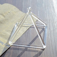KVKA-piramidal de Canto de cristal transparente, sanador de sonido, 6 pulgadas, con burlete de ante de cuarzo
