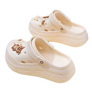 Lindos Zuecos de Verano para Mujer, Color Beige, Suela Gruesa de EVA Antideslizante, Sandalias Cerradas con Plataforma para Aumentar la Altura, Tallas 35-40 - Product Image 5