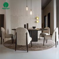 Moontree Chaise de salle à manger italienne minimaliste et créative en bois massif Nordic Light Luxury Hotel Soft Backrest Leisure Chair