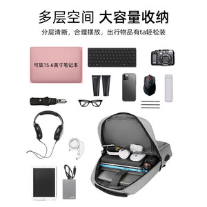 Laptop <b>Backpack</b> Grey Polyester Unisex Shoulder Straps <b>With</b> Laptop <b>Compartment</b> Spring 2024 - Product Image 4