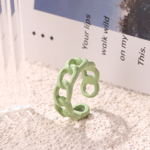 Nieuwe Vintage Esthetische Hars Ring <span class=keywords><strong>Punk</strong></span> Kleurrijke Acryl Hollow Geometrische Chunky Chain Link Open Ring Voor Vrouwen Statement Sieraden - Product Image 4