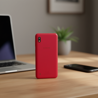 Untuk A10/A105F Warna Merah Bahan PC Murni Tahan Guncangan Casing Ponsel Tanpa Penyangga