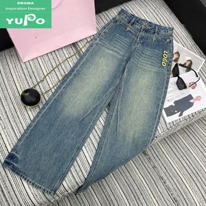 Droma VIP katalog bize ulaşın lüks tasarımcı kıyafetleri ünlü logo yüksek kalite kadın pantolon bayanlar özel Denim kot - Product Image 1