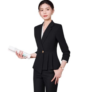 Women Professional Suit Set Three Quarter Sleeves Polyester Workwear For Office Hotel Receptionist Jewelry Store Beauty Salon - Product Image 5