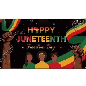 43.3x72.8 pouces 1865 juin <span class=keywords><strong>dix</strong></span>-neuvième jour de la liberté heureux Juneteenth fond toile de fond bannière pour afro-américain - Product Image 1