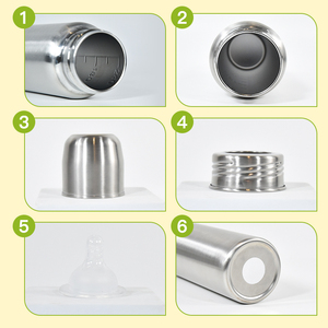 Biberón de Acero Inoxidable (18/8 304) de 8oz con Certificación CPC, Resistente a las Arrugas, con Boquilla de Silicona y Tetina - Product Image 5
