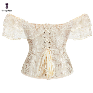 Corsetto Donna <span class=keywords><strong>Vintage</strong></span> Plus Size in Pizzo Floreale con Spalline, Bustier Overbust Modellante con Stecche, <span class=keywords><strong>Lingerie</strong></span> - Product Image 4