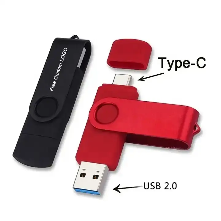 Unidade flash multifuncional 2 em 1 para celular OTG U, disco rotativo tipo C, 16 GB, USB, memória móvel para presente corporativo, 32 GB, versão 3.0, computador