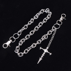 Cross Waist <b>Chain</b> Tibetan Silver Hip Hop Punk Metal Spiked Pendant Daily Wear - Product Image 2