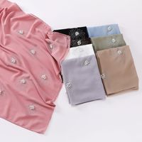 Écharpe Hijab en Chiffon Perlé à Fleurs et Strass, de Haute Qualité, pour Femmes Musulmanes Malaisiennes, Vente en Gros Sharut