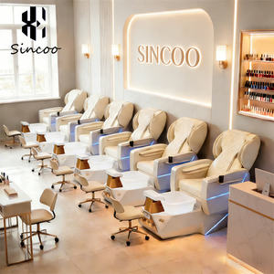 Sillón de Pedicura Eléctrico Reclinable de Lujo para Salón de Uñas, con Lavabo de Fibra de Vidrio y Bomba de Drenaje, Sillas de Masaje de Pies Eléctricas - Product Image 1