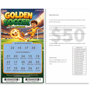 บัตรลอตเตอรีฟุตบอลพิมพ์ลายคุณภาพสูง บัตรขูดทันที ดีไซน์ใหม่ บัตรเคลือบกระดาษสำหรับลอตเตอรี - Product Image 2
