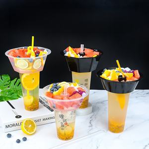 แก้วพลาสติกใสแบบใช้แล้วทิ้ง PP เกรดอาหาร ผนังเดี่ยว แข็งแรง พร้อมฝาปิด สำหรับชาไข่มุก น้ำผลไม้ ขนม และเครื่องดื่มร้อน - Product Image 4