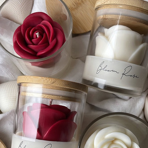 16 Candele Profumate Alla Rosa Con Fiori Secchi - Cera Di Palma 100% - 6 Ore Di Combustione - Per Spa, Bagno, Matrimonio - 3
