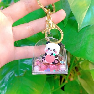 BSBH New Design Cute Panda Liquid Keychain <strong>Oil</strong> Sand Bottle Acrylic Lanyard Keychains Fashion Creative Bag Promotional Gift - Product Image 2