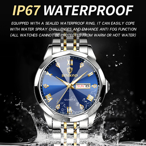 Montre de luxe BINBOND, bracelet en acier massif, montre en acier inoxydable pour homme, montre à quartz durable, fermoir papillon, étanche 30m - Product Image 4