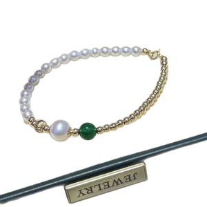 Zhuji Zhizhen New Chinese Style Good 14k <b>Gold</b> Plated <b>Bracelet</b> Green Agate Strong Light Freshwater <b>Pearl</b> Fine Beaded <b>Bracelets</b> - Product Image 5