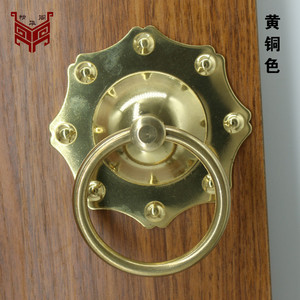 Dotted Hexagonal <b>Door</b> Knocker Brass Ring Cabinet Handle Chinese Style Durable - Product Image 2